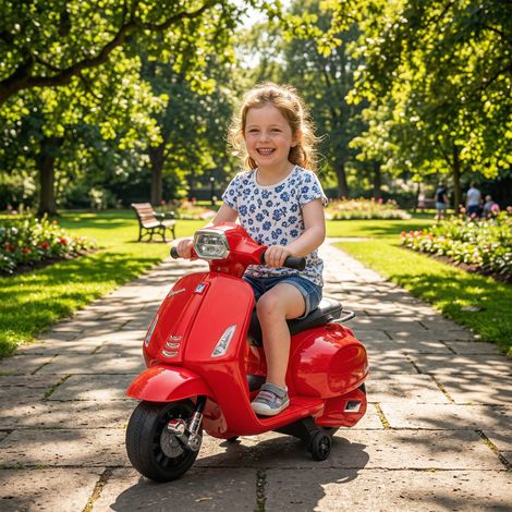 Moto électrique pour enfants de 2 à 4 ans avec batterie 6V, phare, klaxon et petites roues - Rouge (1/5)