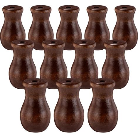 12 Pieces Brown Blind Pull Cord Knobs 12.6" x 7.48" Wood Tassels Window Blinds Wooden Cord Tassels Hanging Ball Pulls for Curtain Craft (1/5)