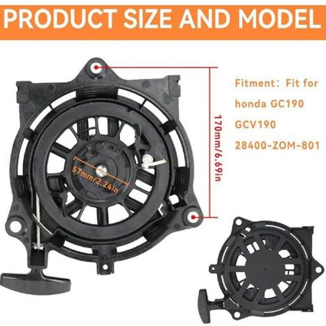 Démarreur à rappel pour tondeuse à gazon – Compatible Honda GC190 GCV190 – PVC robuste – Installation facile et performances réguliè (1/5)