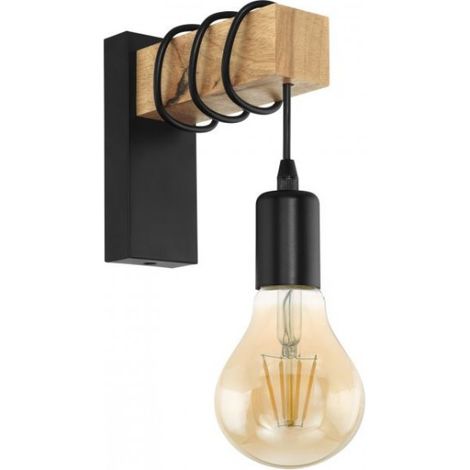 EGLO - TOWNSHEND APPLIQUE INDUSTRIAL BRACCIO IN LEGNO CON 1 LUCE LED 10W E27 32917 (1/3)