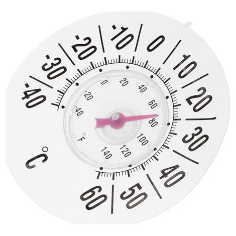 Thermomètre d'extérieur analogique CTIRCHIU avec grande ventouse, thermomètre transparent pour fenêtre, terrasse et chambre de bébé (1/5)