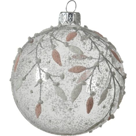 Pallina di Natale trasparente eco-foglia, diametro 8 cm