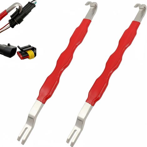 Lot de 2 outils de déconnexion électriques universels pour voiture - Outil de déverrouillage de faisceau de câbles de voiture - Outil de déverrouillage de pince à double extrémité - Pour réparation (1/5)