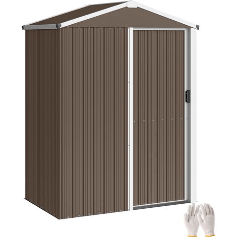 Abri de jardin Extérieur 1,1 m² 136x87x179 cm de porte Corredera Techo Inclinado y Guantes Marrón