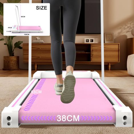 Tapis roulant pieghevole 108x48x11,5 cm in ABS, acciaio e gomma, rosa – MEUBLIV (1/5)
