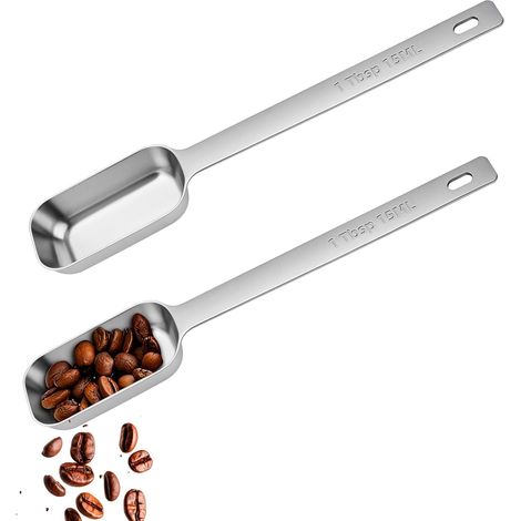 Messlöffel, Set mit 2 Messlöffeln aus Edelstahl für schmale Gewürzgläser – 1 Esslöffel/15 ml, mit metrischen und US-Maßangaben, für trockene und flüssige Zutaten