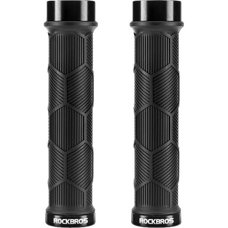 Puños para manillar de bicicleta, silicona antideslizante, diseño ultraligero, color negro. (1/2)