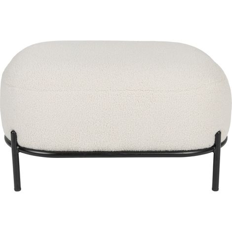 Repose-pieds en tissu bouclette - Blanc ivoire - POLLY (1/5)