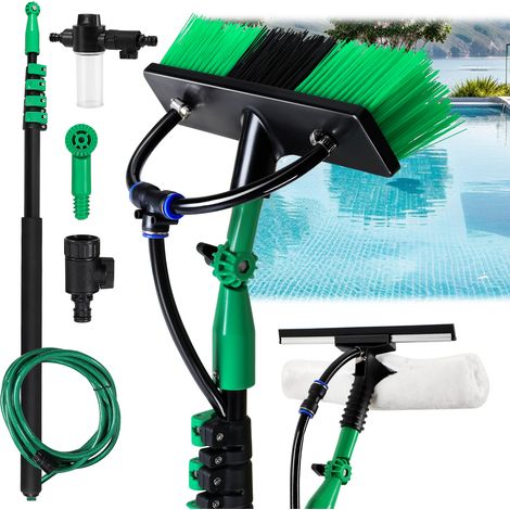TolleTour Teleskop-Wasserbürste, 3,6 m, 4-fache Verstellbarkeit, Schwarz-Grün, perfekt für Gartenpflege