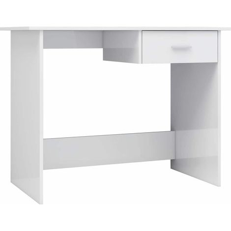 Maison Exclusive - Bureau Blanc brillant 100x50x76 cm Bois d’ingénierie (1/5)