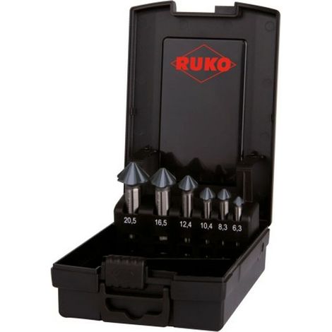 Set di svasatori e sbavatori RUKO ULTIMATECUT 4S HSS RUNaTEC DIN 335 90° in valigetta di plastica, 6 pezzi - 102890PRO (1/5)