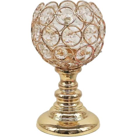 Kristall-Kerzenhalter, silber-goldene Kerzenständer, Tischdekoration für Esszimmer, Buffet, Schrank, Heimdekoration, Hochzeitsdekoration-8.5x14.5cm Golden (1/5)