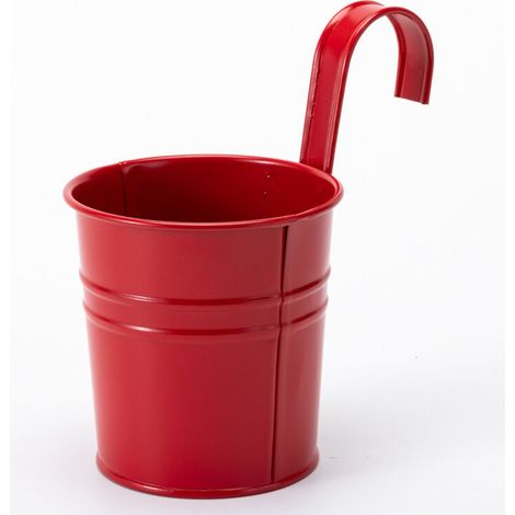 2 Pots De Fleurs En Métal Suspendus, Jardinière En Pot En Fer Avec Trou De Drainage, Parfaits Pour La Décoration Du Jardin（rouge）