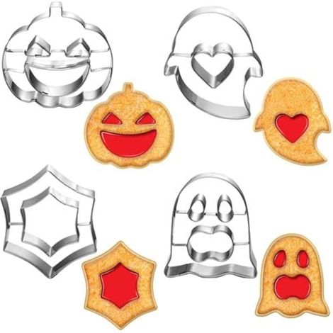Lot de 4 emporte-pièces pour Halloween - Motifs : toiles d'araignée - Pour Halloween - Fruits - Pour enfants (1/5)