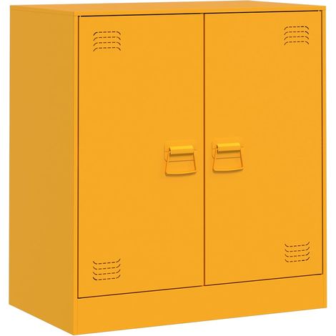 Buffet bahut commode armoire meuble de rangement organisateur cuisine salle de séjour salon jaune moutarde 67 x 39 x 73 cm acier Jaune