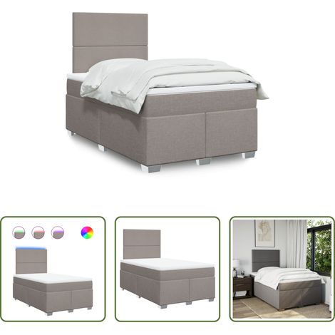 Matelas à ressorts ensachés - Sommier à lattes de lit avec matelas taupe 120x190 cm tissu (1/5)