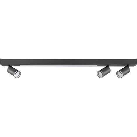 Faretto soffitto 4 luci nero su barra LED 24W Polux (1/5)