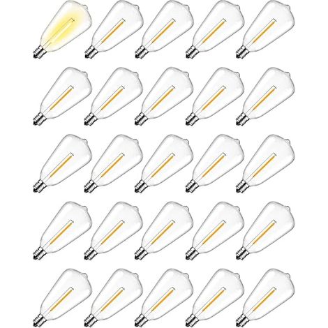 Ampoules LED ST38 Guirlande Solaire Exterieur, Blanc Chaud 2700 K, 1 W 3V E12 Ampoule LED Guirlande Guinguette,Fêtes,Jardins,Mariage (1/5)
