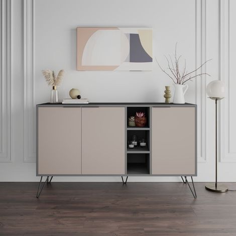 Meuble anthracite 3 portes taupe 142x35,5x83h (1/4)
