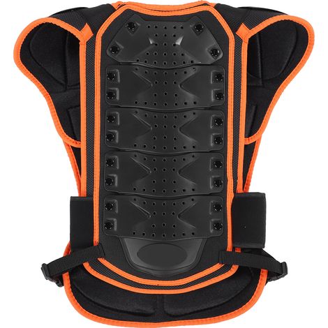Kinder-Reitweste mit Brust- und Rückenschutz, reflektierend, verstellbar, orange/schwarz, Größe L (1/5)