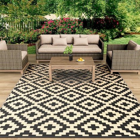 Tapis d'extérieur imperméable et antidérapant en Paille de Plastique résistant aux UV pour Patio,terrasse,Plage(120x180cm,Noir) (1/5)
