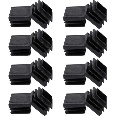 Lot de 16 embouts de tube carré en plastique de 2,5 cm - Capuchons de poteau carrés noirs - Insert interne en plastique - Pour tubes métalliques, clôtures, pieds de chaise, meubles (1/5)