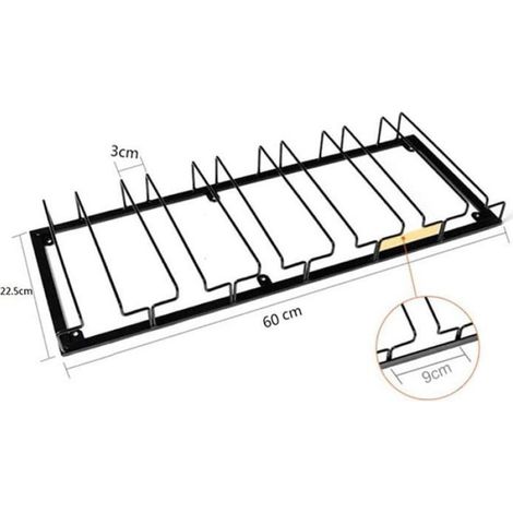 Porte-verres Suspendu 6 Rails - Métal Noir - Rangement Cuisine et Bar - Pour Verres à Vin - 60x22,5x5 PANIER - PEIGNE - TRAPPE POUR (1/5)