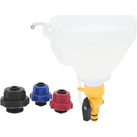 Kit de remplissage de liquide de refroidissement pour radiateur avec entonnoir anti-déversement et 3 adaptateurs, compatible Ford. (1/5)