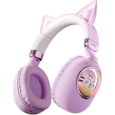 Casque audio enfant (violet) à oreilles de chat - Bluetooth 5.3, supra-auriculaire, à réduction de bruit