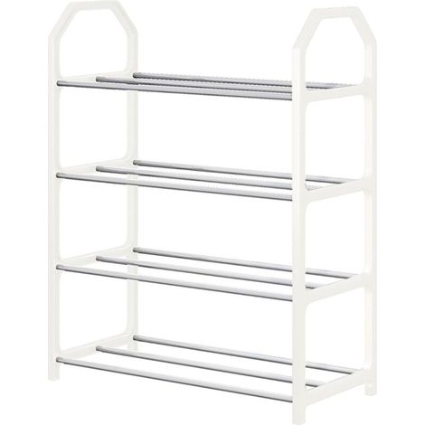 Étagère Chaussures 4 Niveaux, Métal, Empilable, 12-16 Paires, Entrée/Dressing