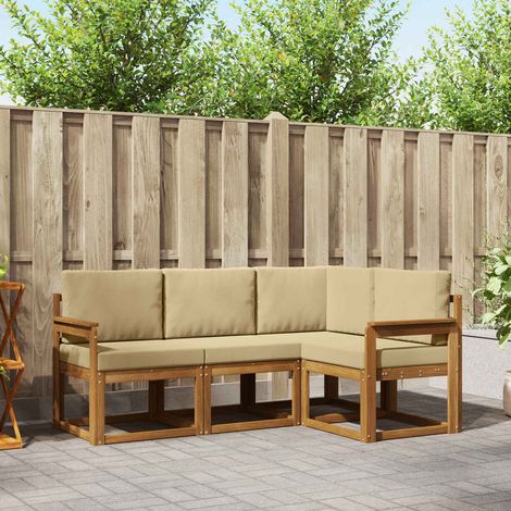 Outdoor-Sofagarnitur mit Kissen 4 pcs Natur und Beige