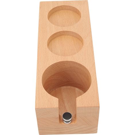 Support à tasser le café en hêtre, station de distribution ajustable 3 trous pour porte-filtre 58mm, design stable et élégant (1/5)