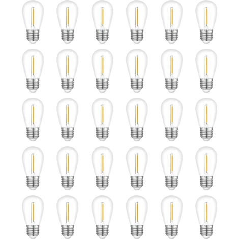 Paquet de 30 Ampoules pour Guirlande Lumineuse D'Extérieur, Ampoule Remplacement S14 Étanche, Culot E26 Blanc Chaud (1/4)