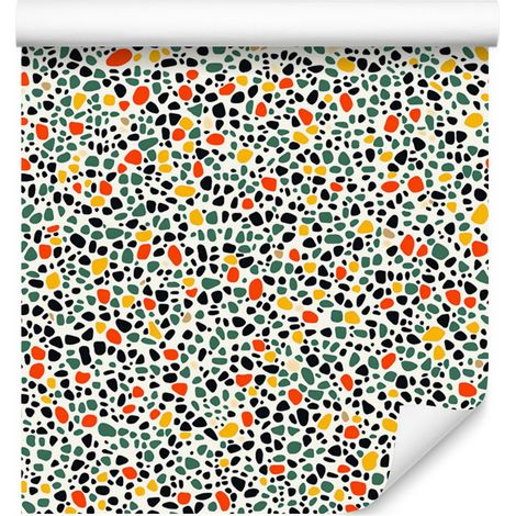 Papier peint terrazzo gris, gris clair, beige et vert 50 x 1000 cm (1/5)