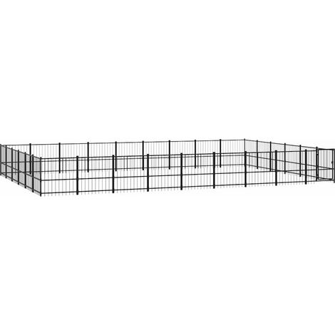 Maison Exclusive - Outdoor-Hundezwinger Stahl 50,81 m² (1/5)