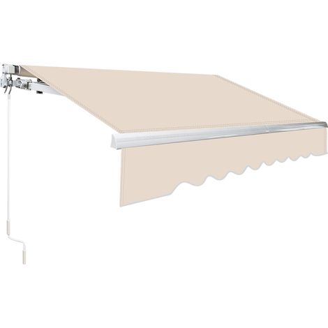 Randaco 3x2.5m Store Banne manuel pour terrasse Toile premium 280g/m² Auvent d'Abri Manuel en Aluminium et Tissu Resistant aux UV Beige (1/5)