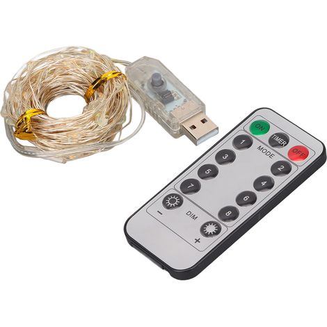 Guirlande LED Étanche 10 mètres 100 Lumières Télécommande USB 8 Modes Décoration Intérieure (1/5)
