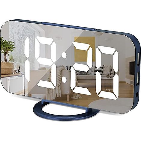 mots Blancs Sur Fond Noir Dor Horloge Numrique Grand Cran,rveil Lectrique Led,surface Miroir Pour Maquillage Avec Mode D'intensit,3 Niveaux De Lu (1/5)
