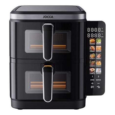 Jocca Friggitrice Ad Aria Digitale Doppio Scompartimento 11 L (5,5 L + 5,5 L) 2600 W 10 Funzioni Display LED Touch