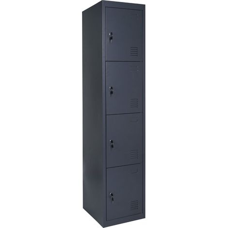 Casier armoire de rangement 4 compartiments verrouillables 180 x 38 x 45 cm acier anthracite 040007263 (1/5)