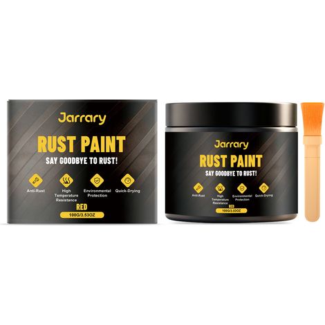 Peinture antirouille Jarrary pour portails et balustrades en fer, rénovant le métal, rehaussant son éclat et son polissage, durable, multicolore, rouge 100 g1 + pinceau1 (1/5)