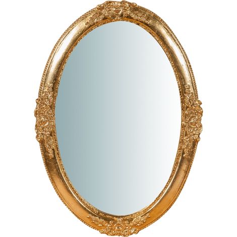 Miroir Mural à accrocher en bois affichage verticale/horizontale finition  feuille or vieilli aux dimensions L46 xPR3 xH65 cm Ma