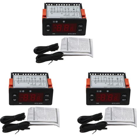 Adecuado para dos controladores de temperatura digitales por microordenador ETC-974 con función de alarma de refrigeración, 220 V, sensor NTC.
