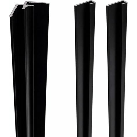 Kit 3 Profilés Aluminium Dibond 3 mm - 2 Finitions + 1 Angle - 210 cm - Laqué Noir Mat - Habillage Mural Salle de Bain & Cuisine - Homewell (1/4)