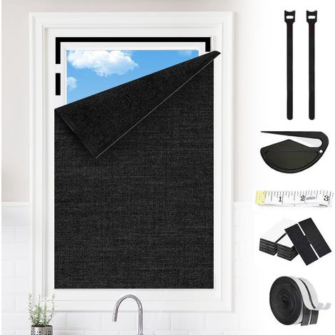 occultant pour fenêtre - 100 x 150 cm - Sans perçage - Protection solaire amovible - Pour la maison, le bureau et l'hôtel - Noir (1/5)
