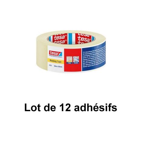 Adhésif de masquage économique, 38 mm x 50 m - tesa® 51023 - Lot de 12 adhésifs