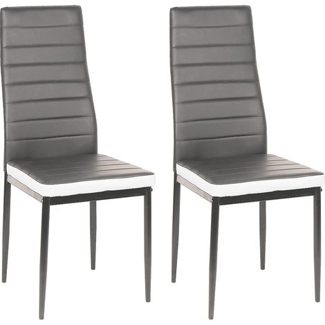 Skecten Set de 2 Sillas de Comedor, Tapizada en Polipiel, para Cocina, Comedor, Bar y Restaurante - Gris+blanco (1/5)