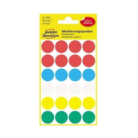 Markierungspunkt 18mm Papier farbig sortiert 96 Etik./Pack. (1/2)