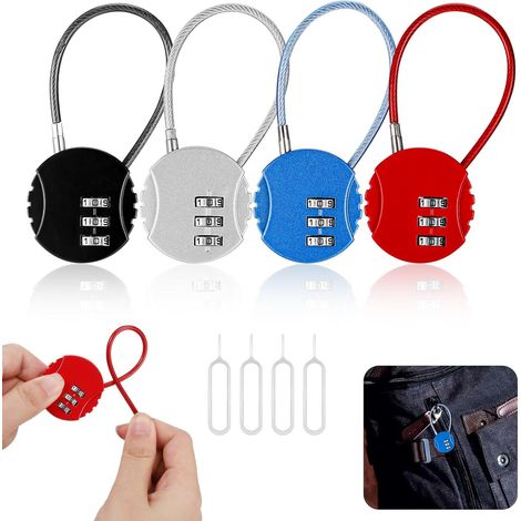 4 Pièces Cadenas Valise, Cadenas Valise Avion, Antirouille Cadenas Code 3 Chiffres, Cadenas A Code de Mode, Mini Cadenas à Combinaison Solide et étanche pour Valise de Voyage et Casier de Gymnastique (1/5)