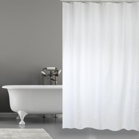 Cortina de ducha Poliéster 180x200cm Blanco - Anillas incluidas MSV